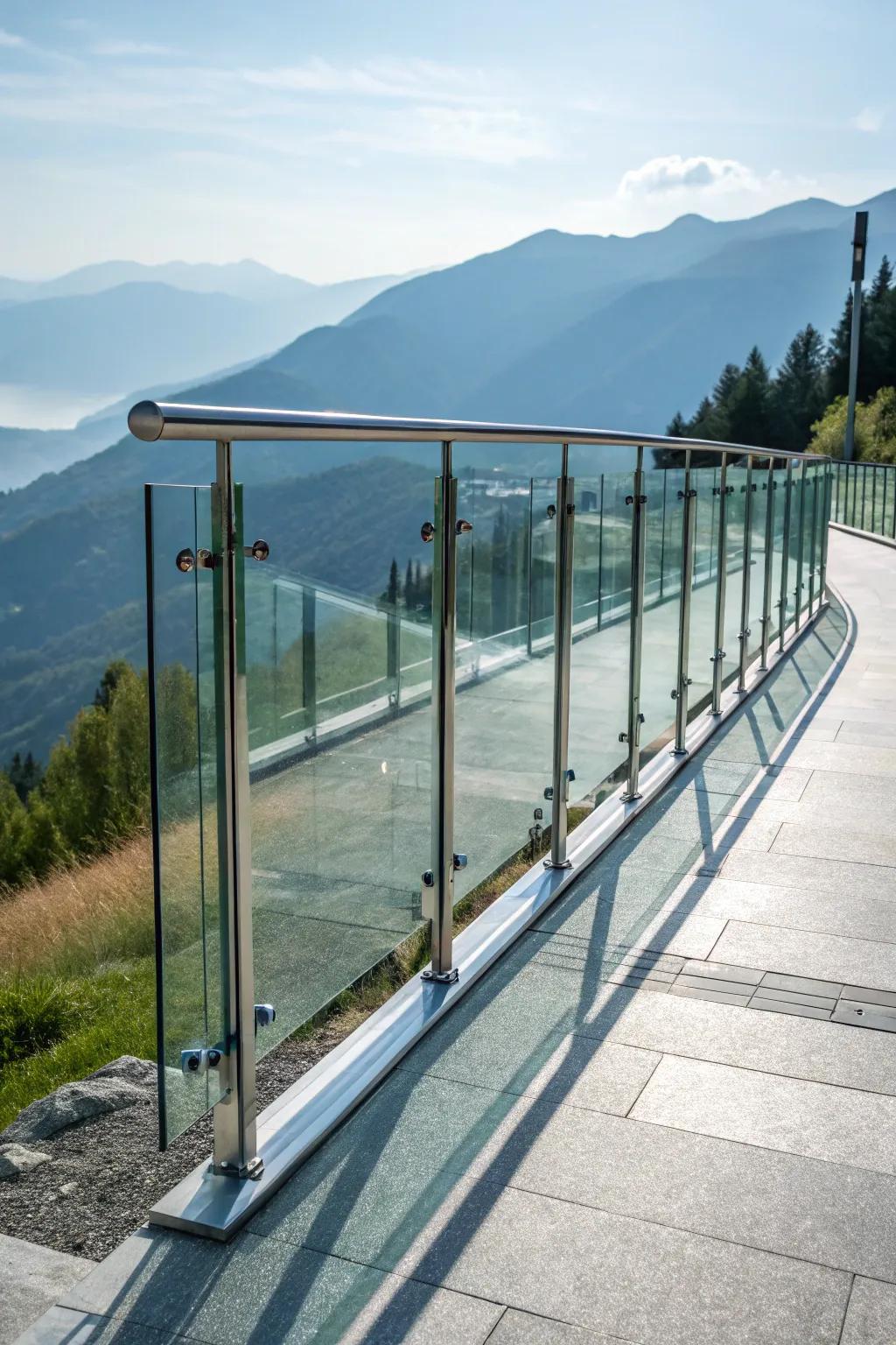 Glass railings maintain visibility while ensuring safety.