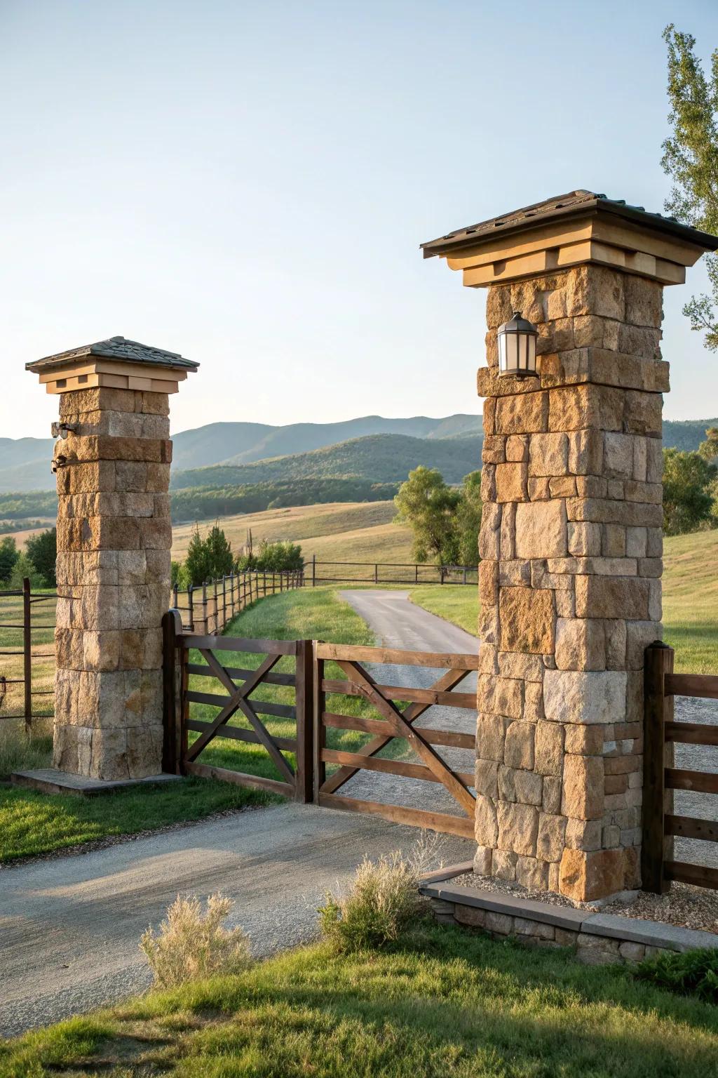 A grand entrance with stone columns.