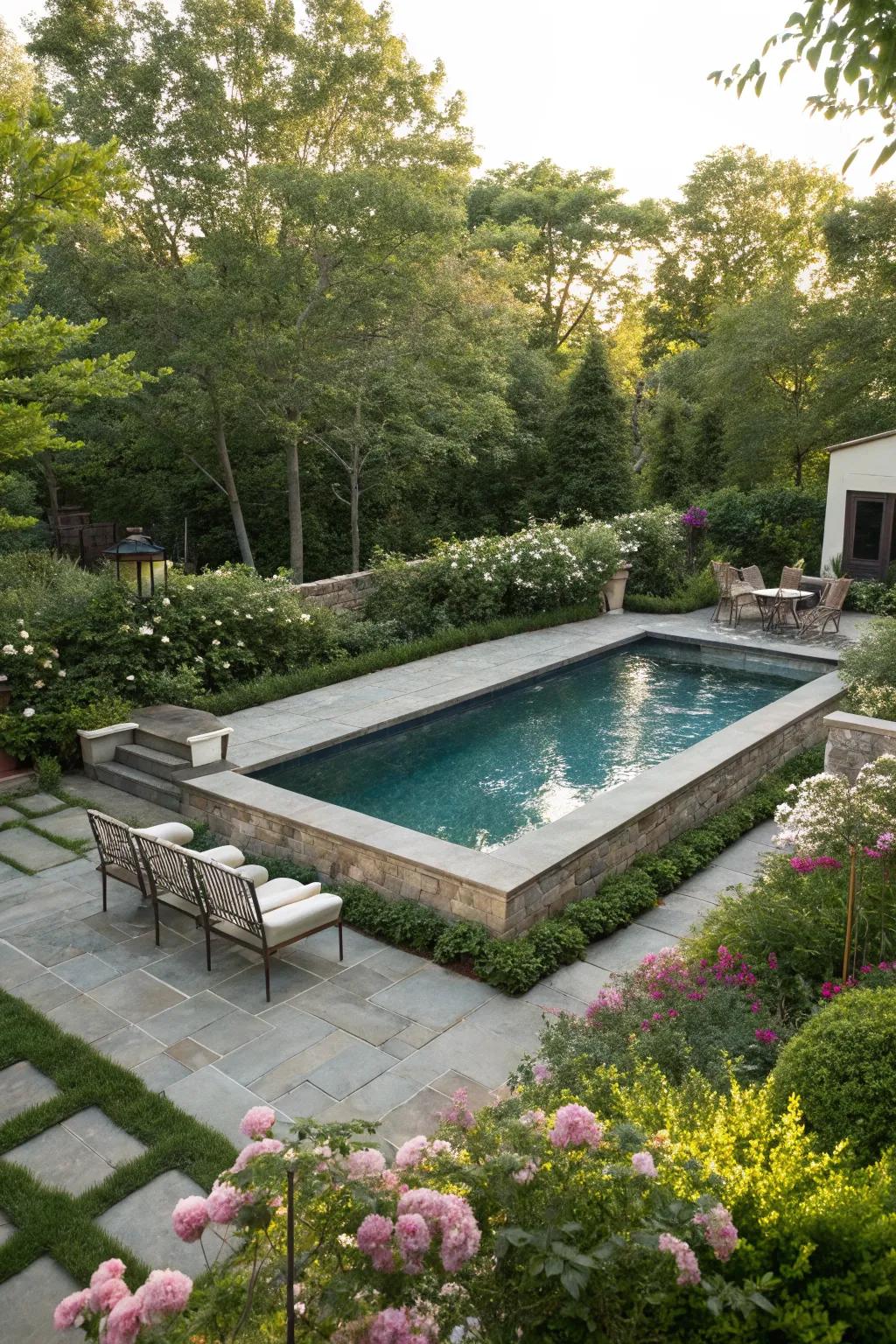Blend your pool with your backyard for a harmonious look.