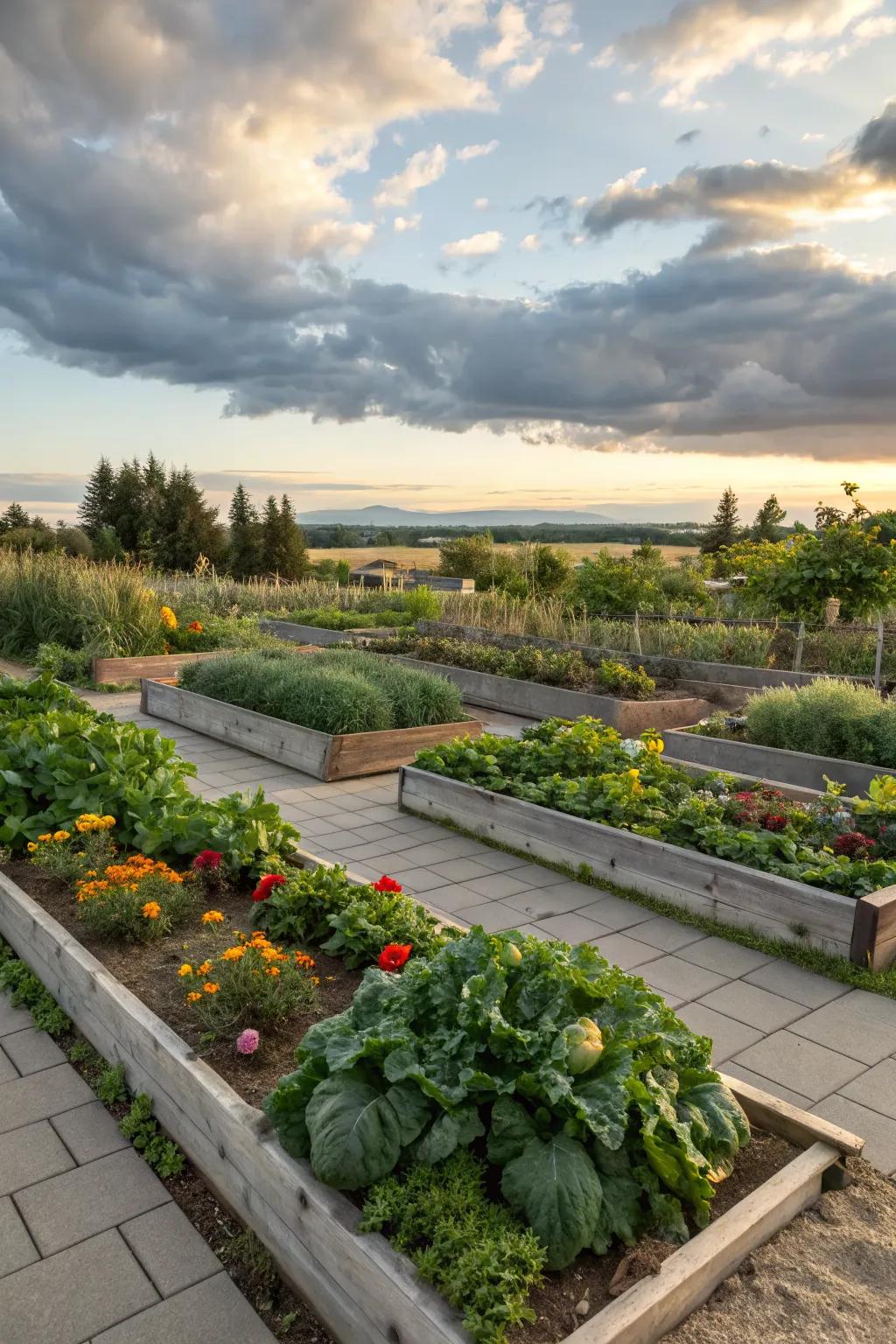 Raised beds bringing order to a rectangular garden