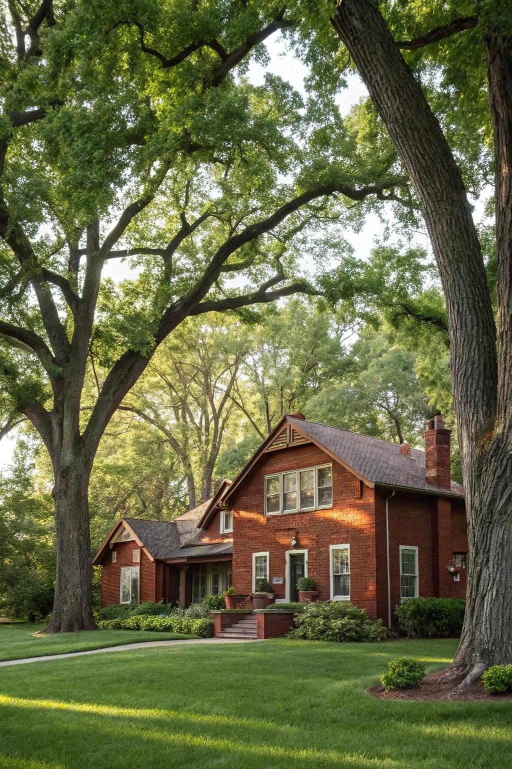 Mature trees add height and a touch of majestic beauty.