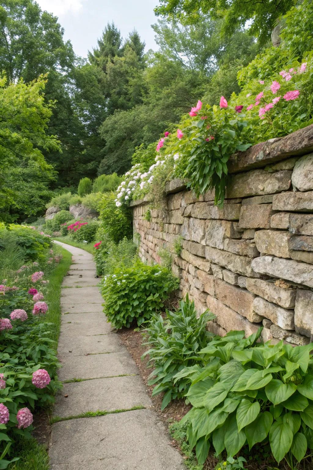 Natural stone walls offer timeless beauty and elegance.