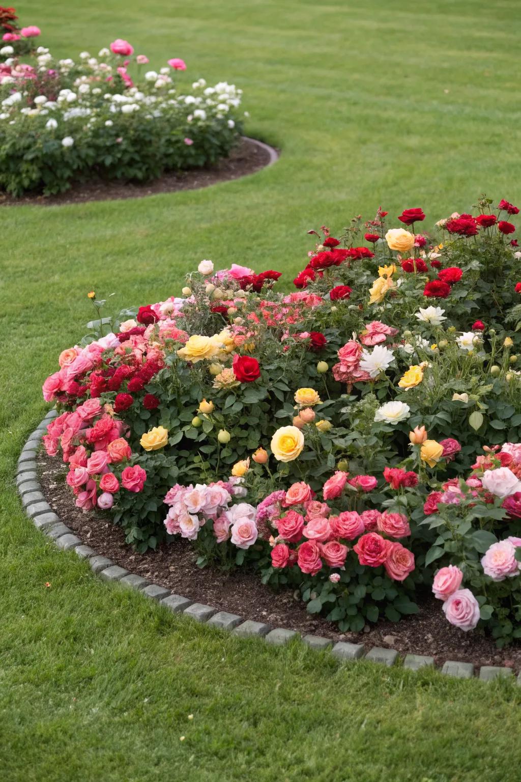 Circular rose beds make a stunning centerpiece in any garden layout.