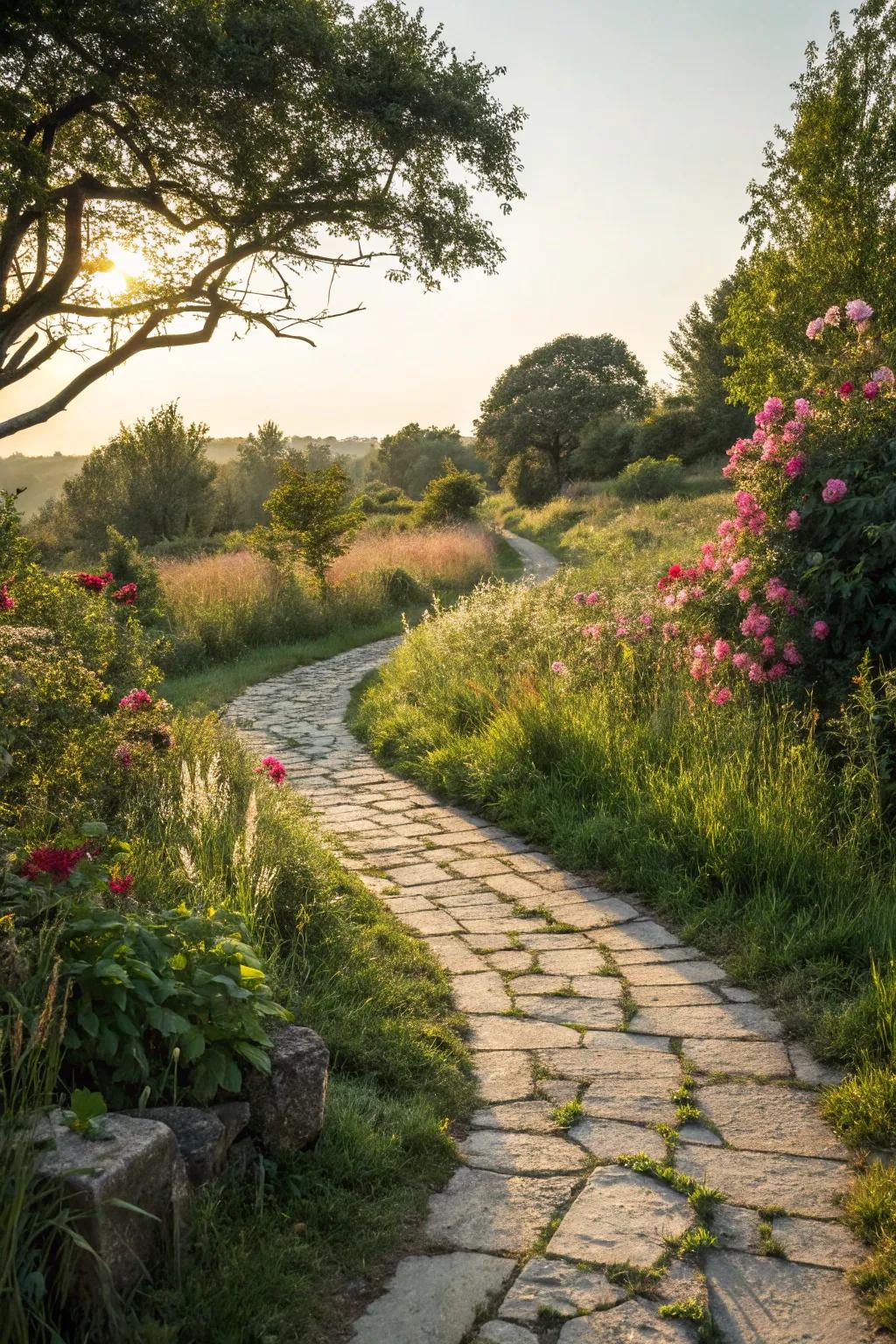 Natural pathways blend seamlessly with the landscape.