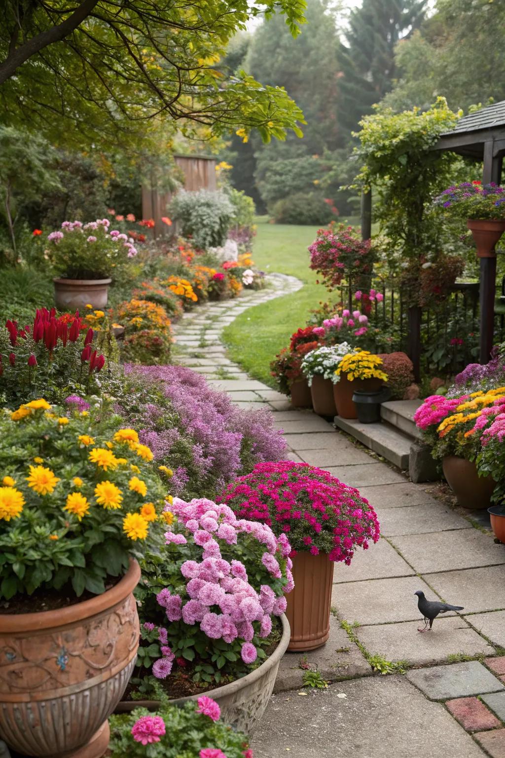 A vibrant array of flowers brings life to outdoor spaces.
