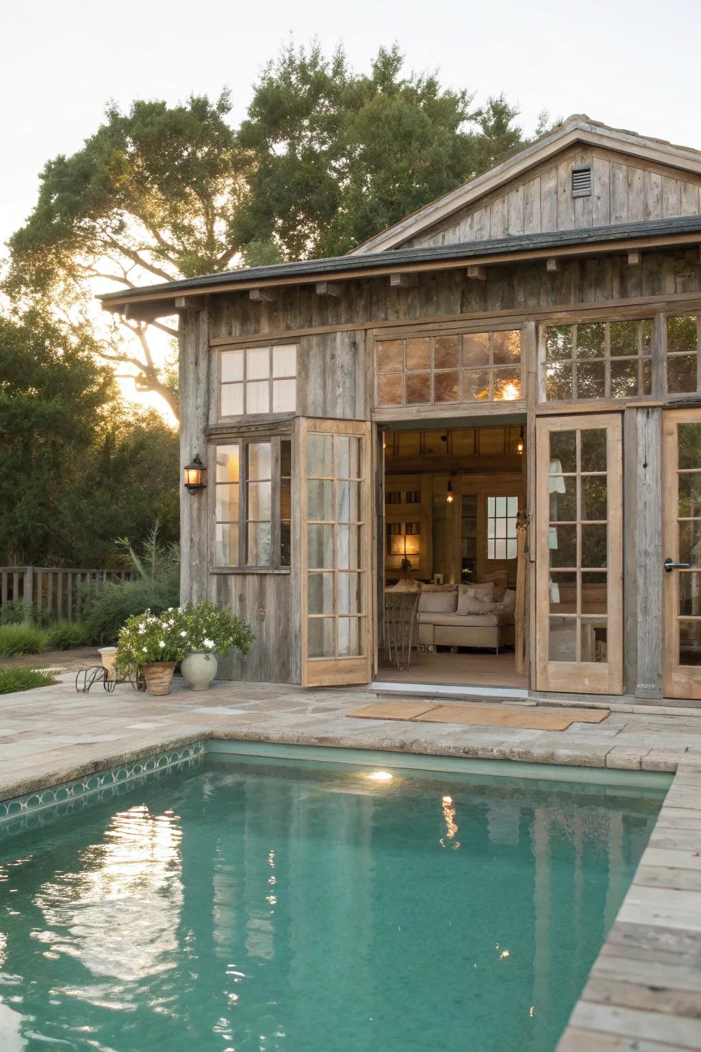 Seamless indoor-outdoor connection with large windows and open spaces.