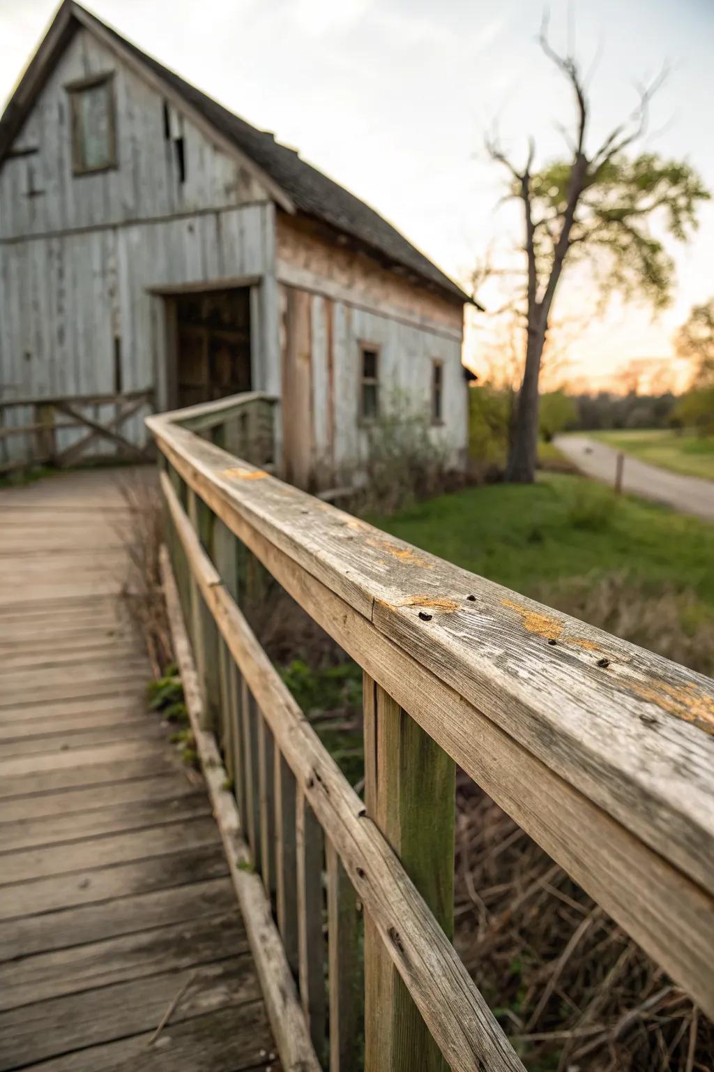 A reclaimed wood railing brings history and character to your home.
