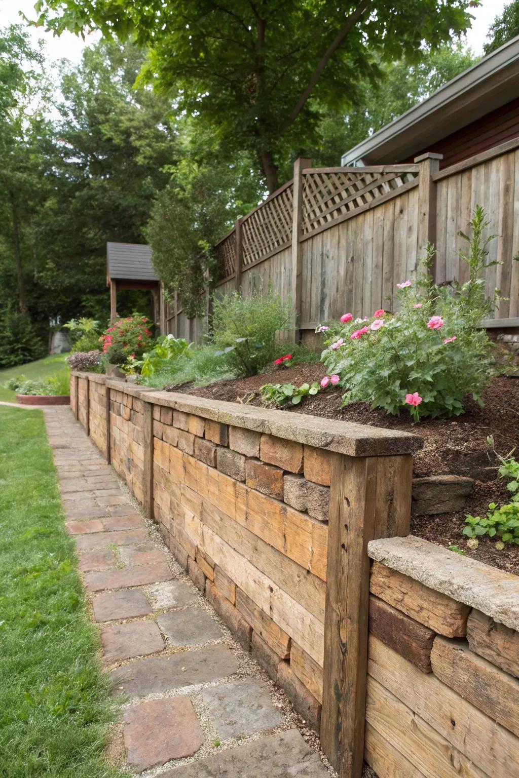 Warm rustic charm with wood and brick.