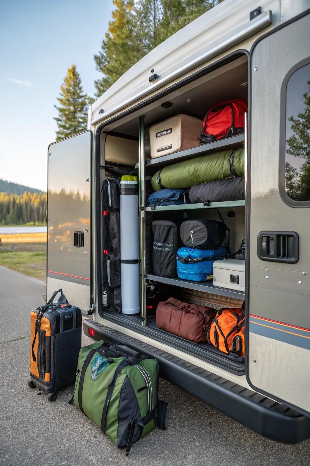 Utilize underbelly storage for seasonal items.