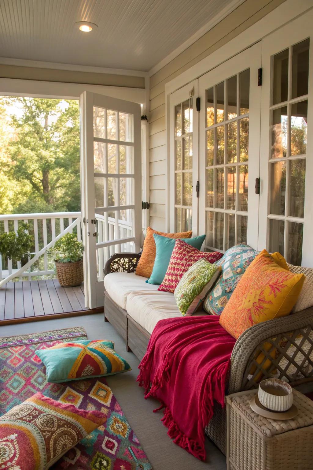 Pillows and throws add color and comfort.