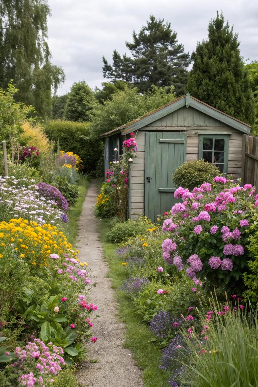 A garden oasis around your shed can be your personal retreat.