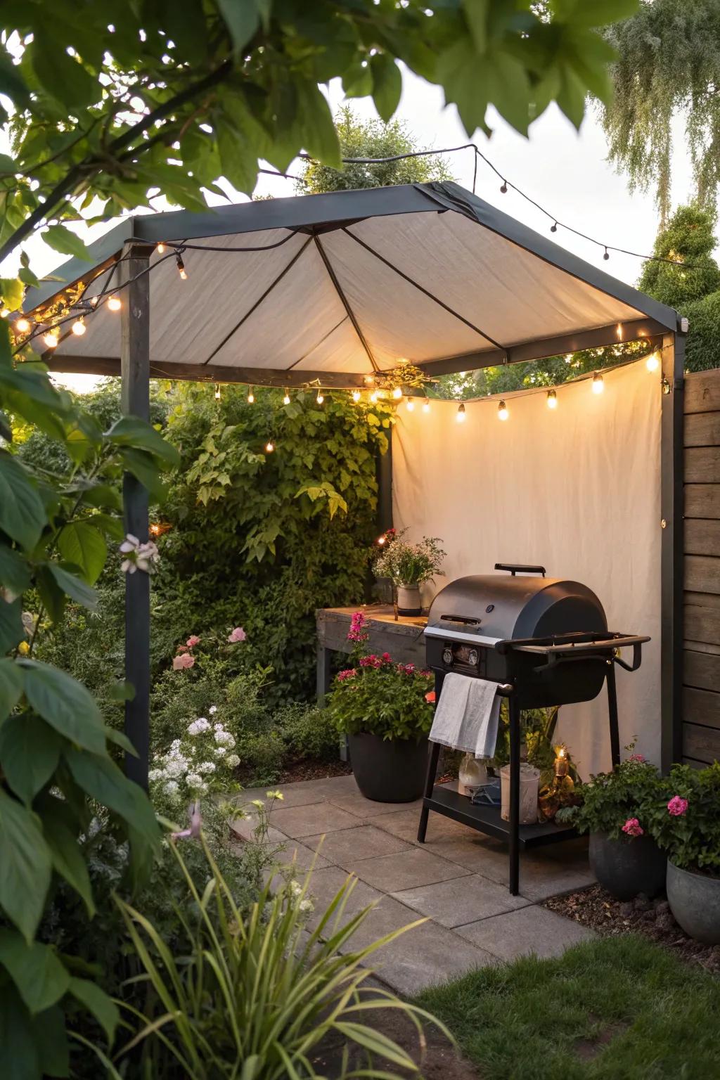 A canopy keeps your charcoal BBQ protected and ready for action.