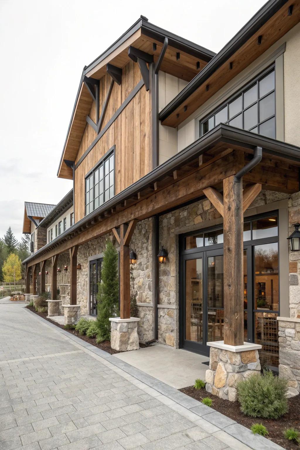Rustic elements add timeless charm to a shop house design