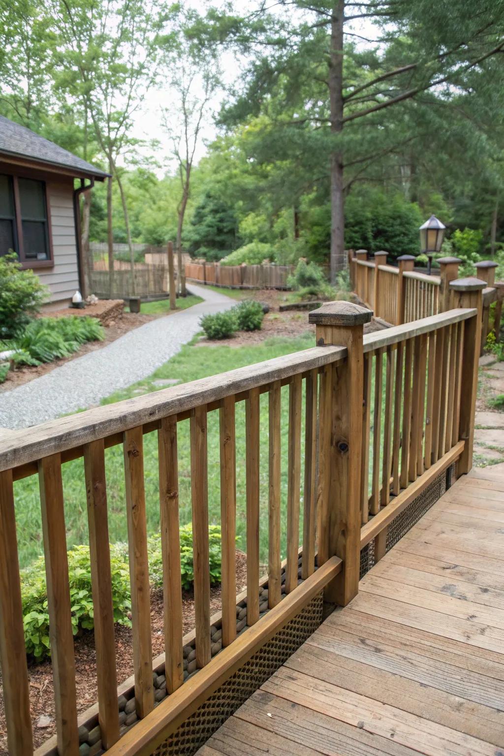 Classic wooden slats bring a timeless charm to your deck.