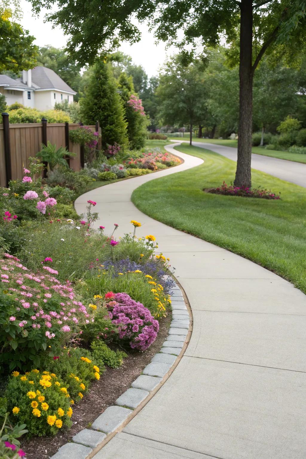 Curved pathways add a dynamic flow to your garden.