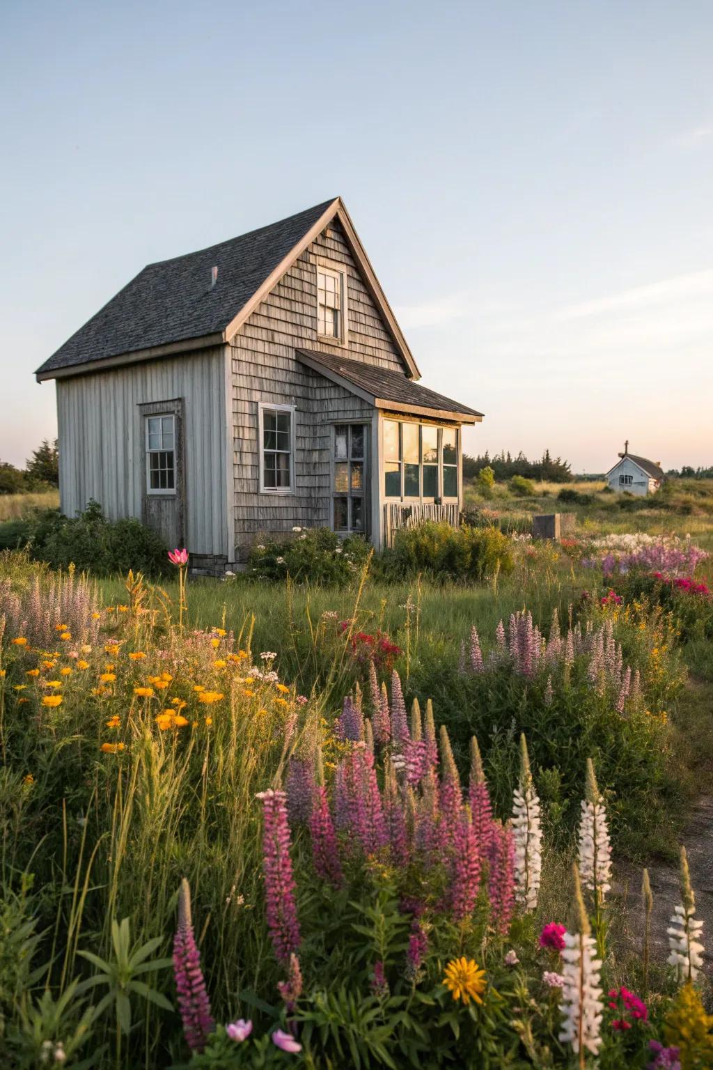 Vertical siding adds elegance and height to a small home.