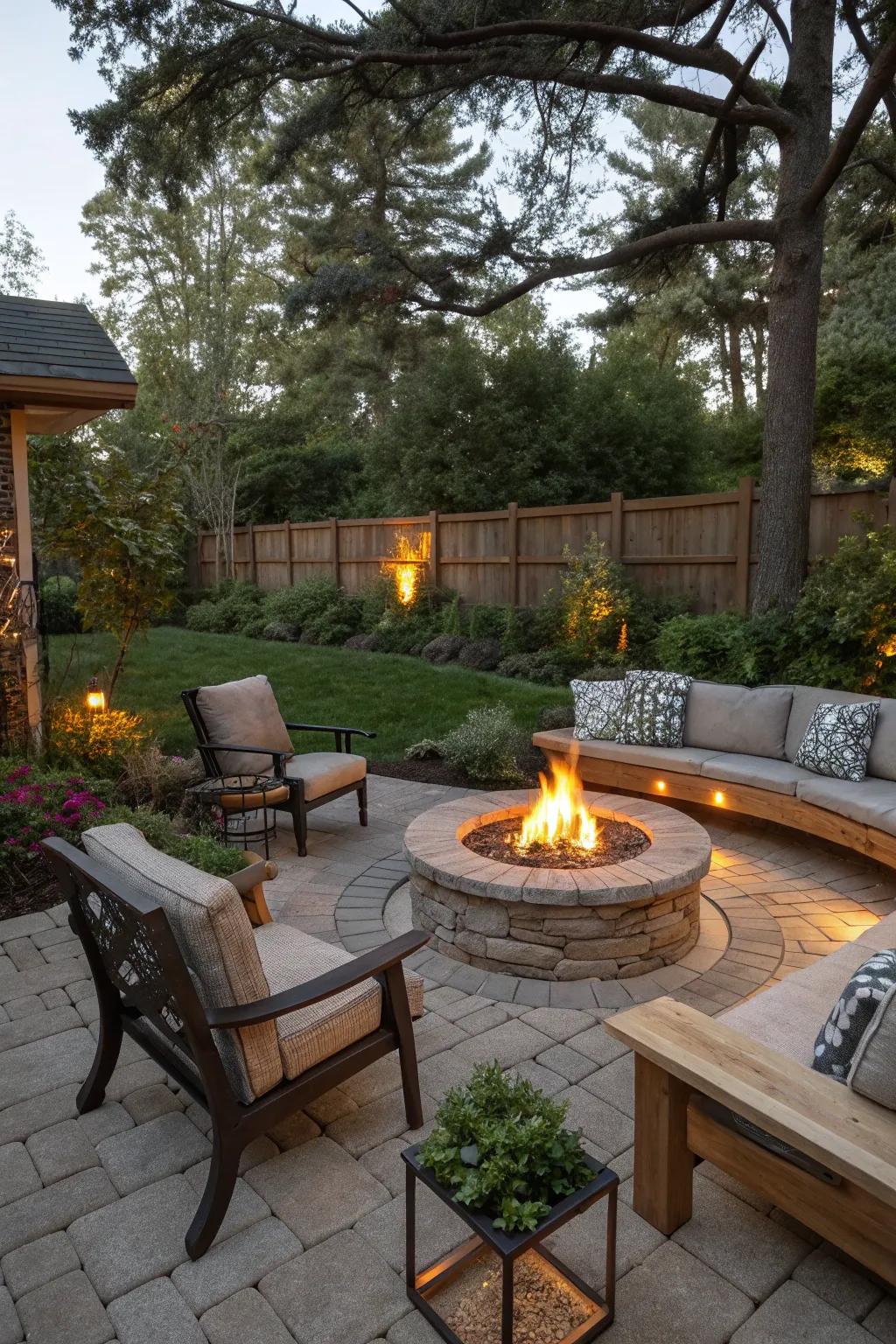 Create a warm and inviting atmosphere with a simple fire pit setup.