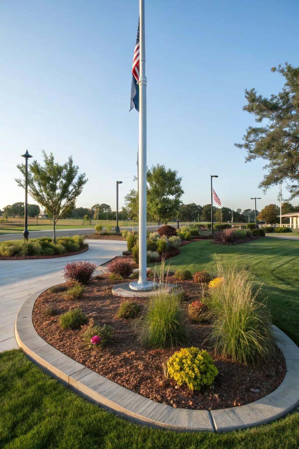 Decorative mulch keeps your flagpole area neat and moisture-retentive.