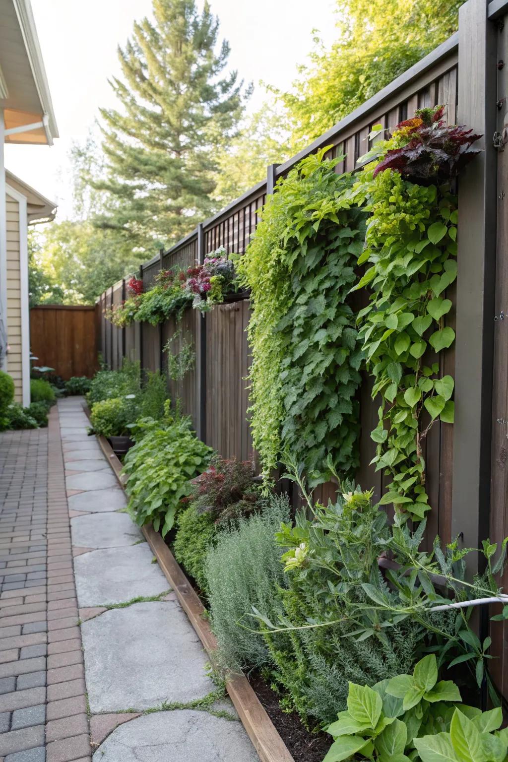 Vertical gardens maximize greenery in small spaces.