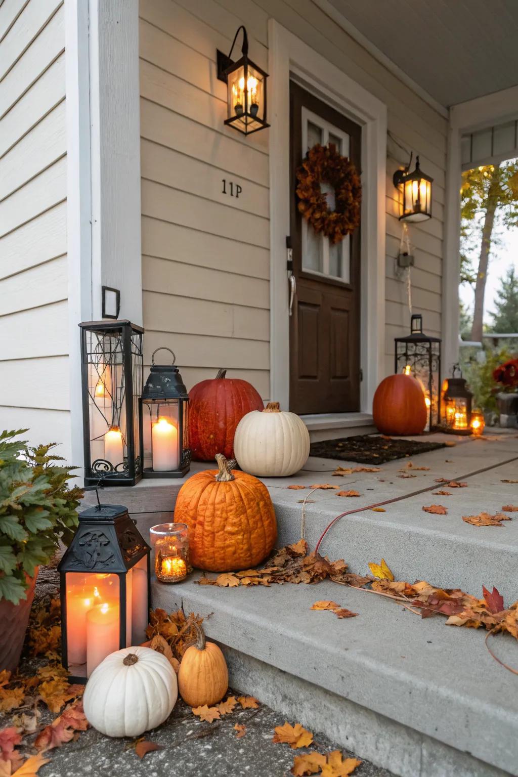 Seasonal decor adds festive flair to this welcoming porch
