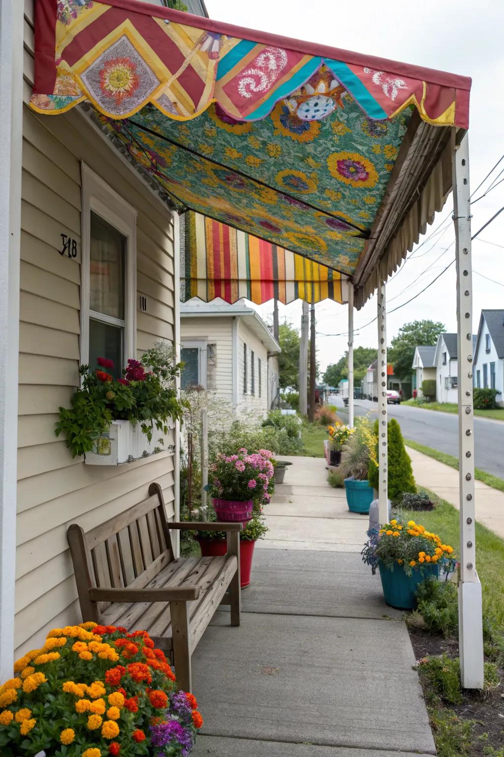 Bright canvas canopy adding flexible style.