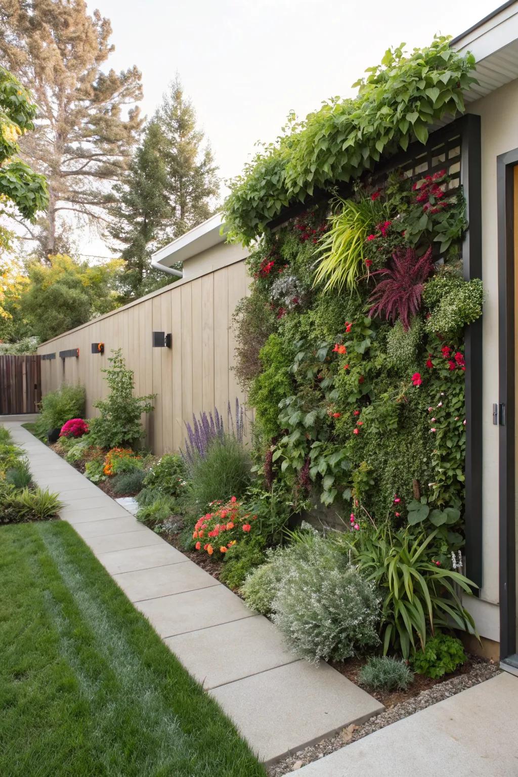 Add greenery without taking up floor space with a vertical garden.