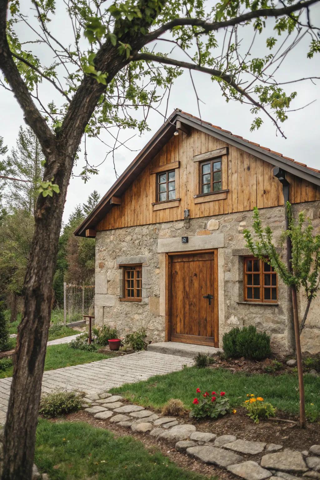 Farmhouse with charming wood and stone details