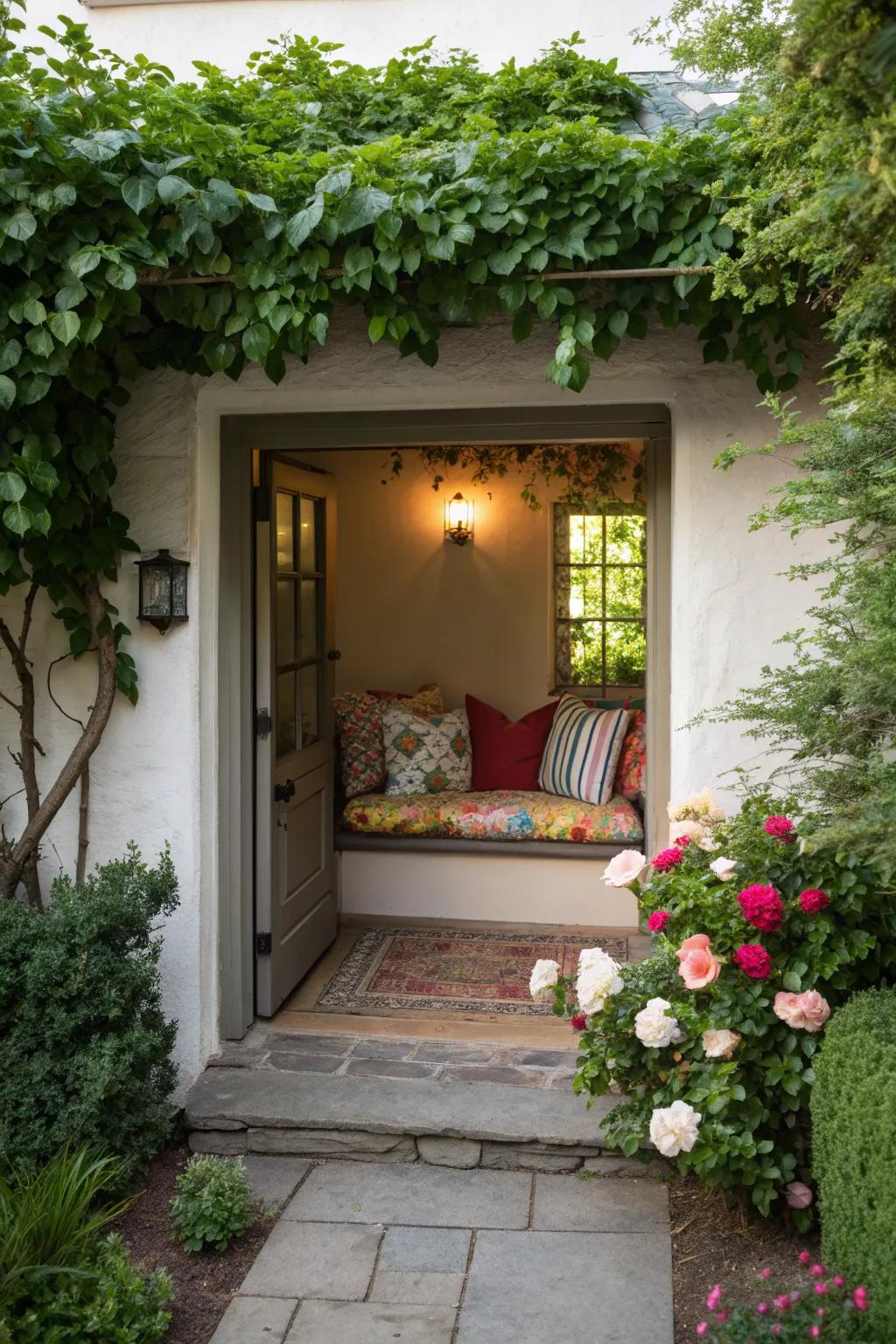 A small bench adds a cozy touch to your entryway.