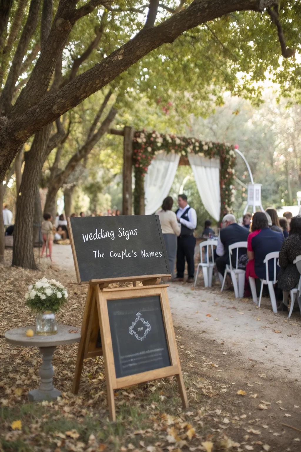 Chalkboard signs for a personal touch.