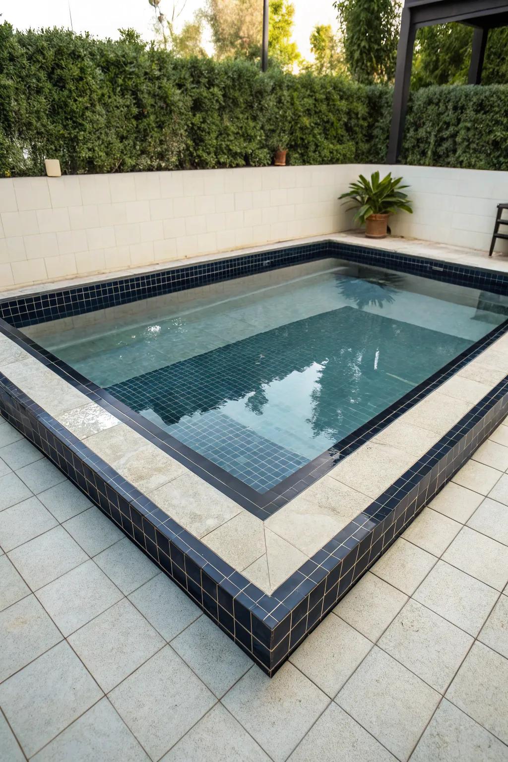 Border accents add a refined touch to pool design.