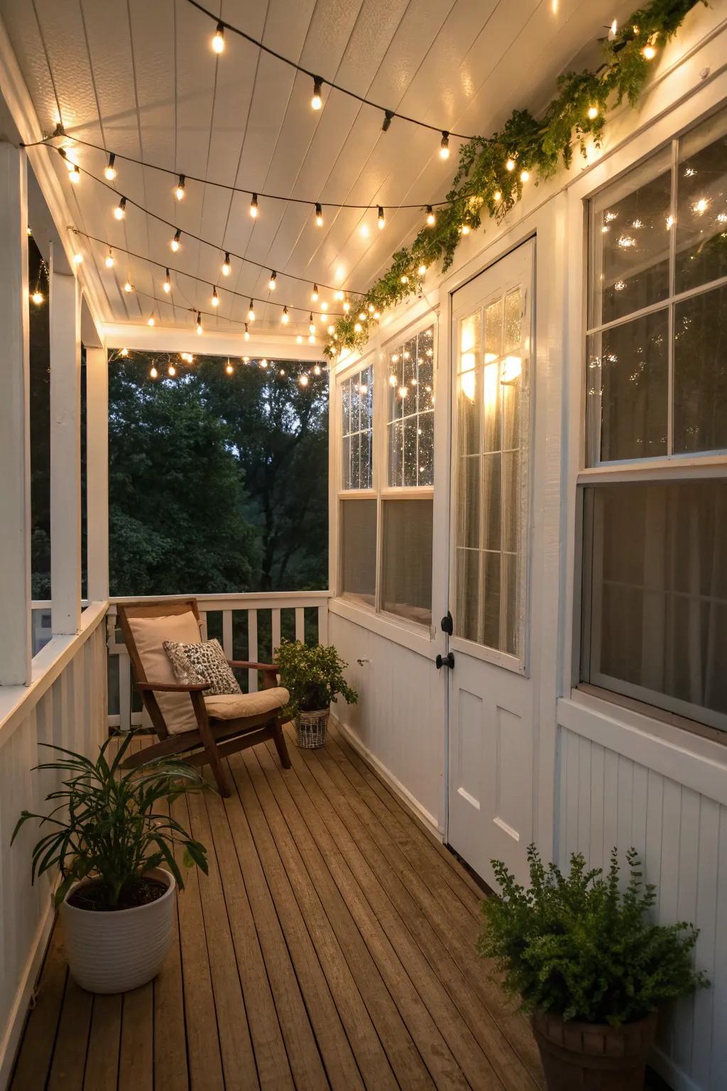 String lights add a magical touch to evening gatherings.