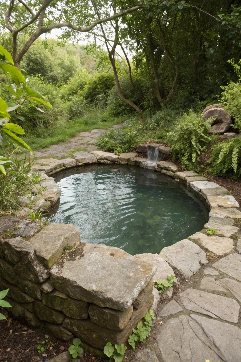 Natural elements transform a splash pool into a serene retreat.