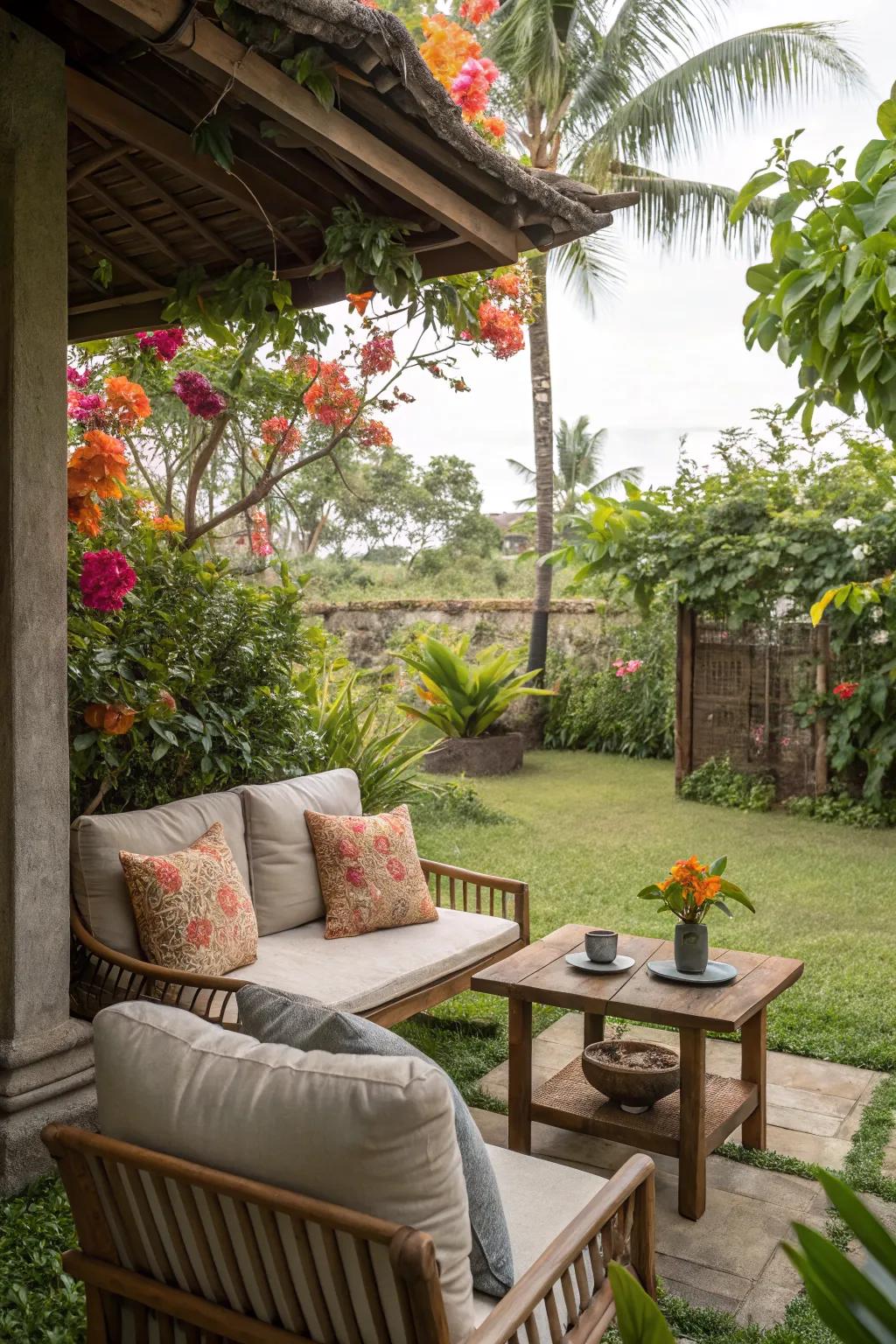 Cozy seating for enjoying your tropical retreat.
