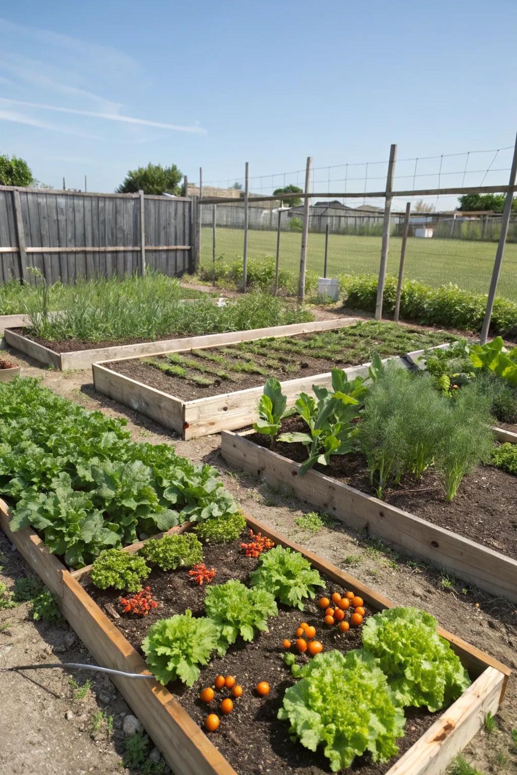 Square foot gardening helps maintain order and maximize yield in small spaces.