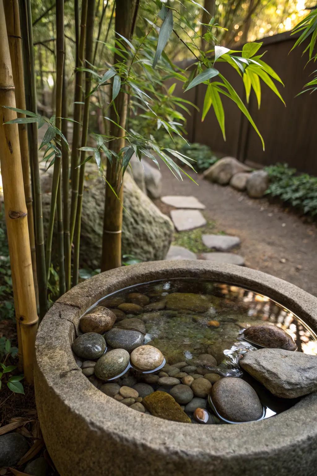 Zen corner basin exuding tranquility and simplicity.