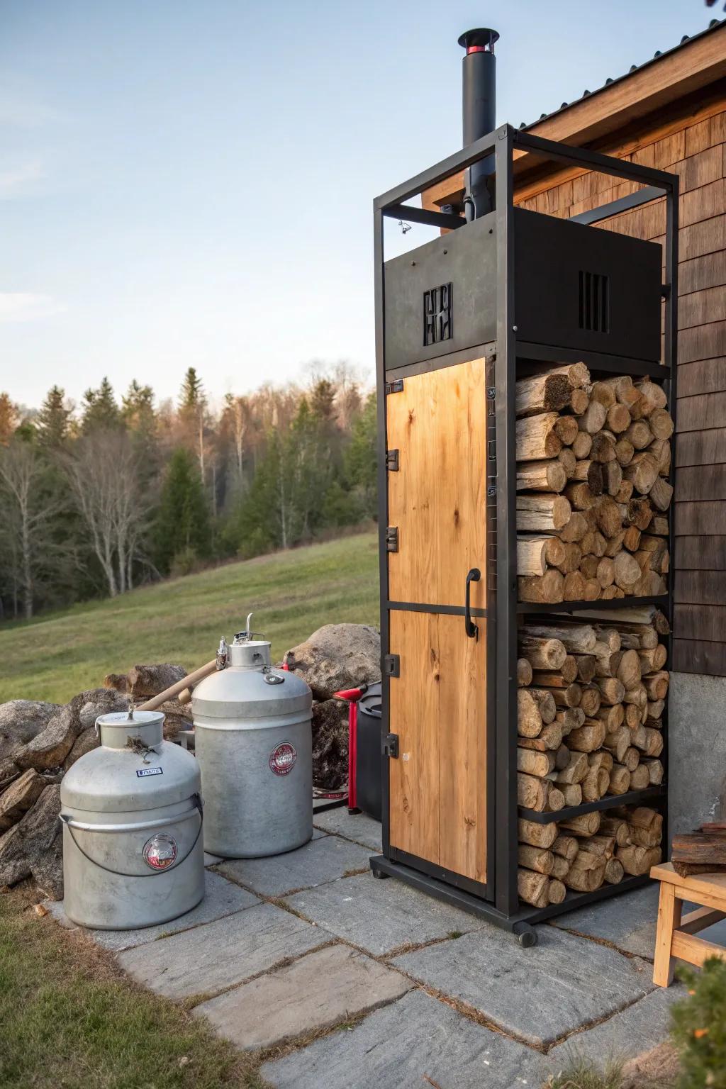 A versatile smokehouse offering multiple fuel options.