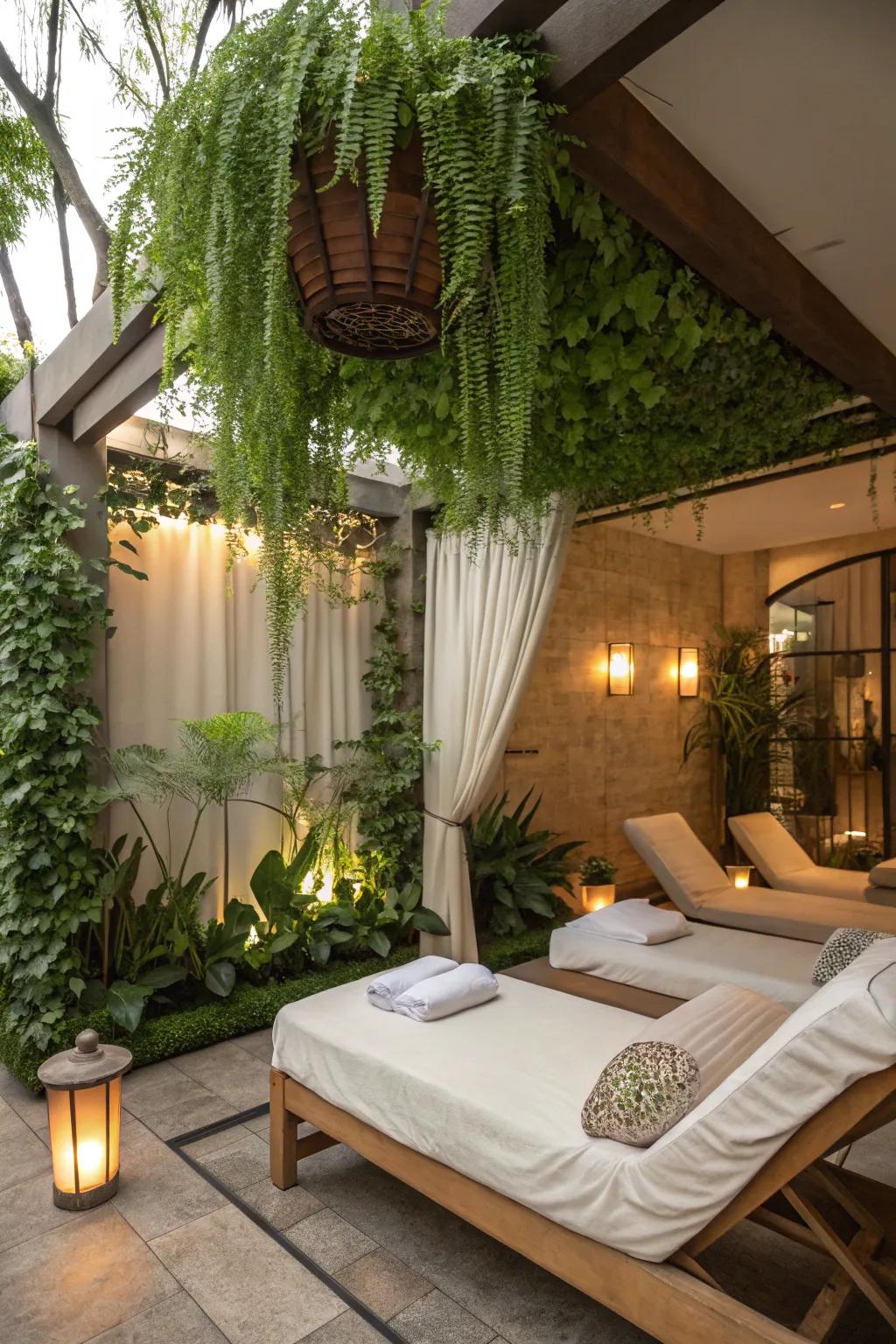 Incorporate greenery to breathe life into your spa space.