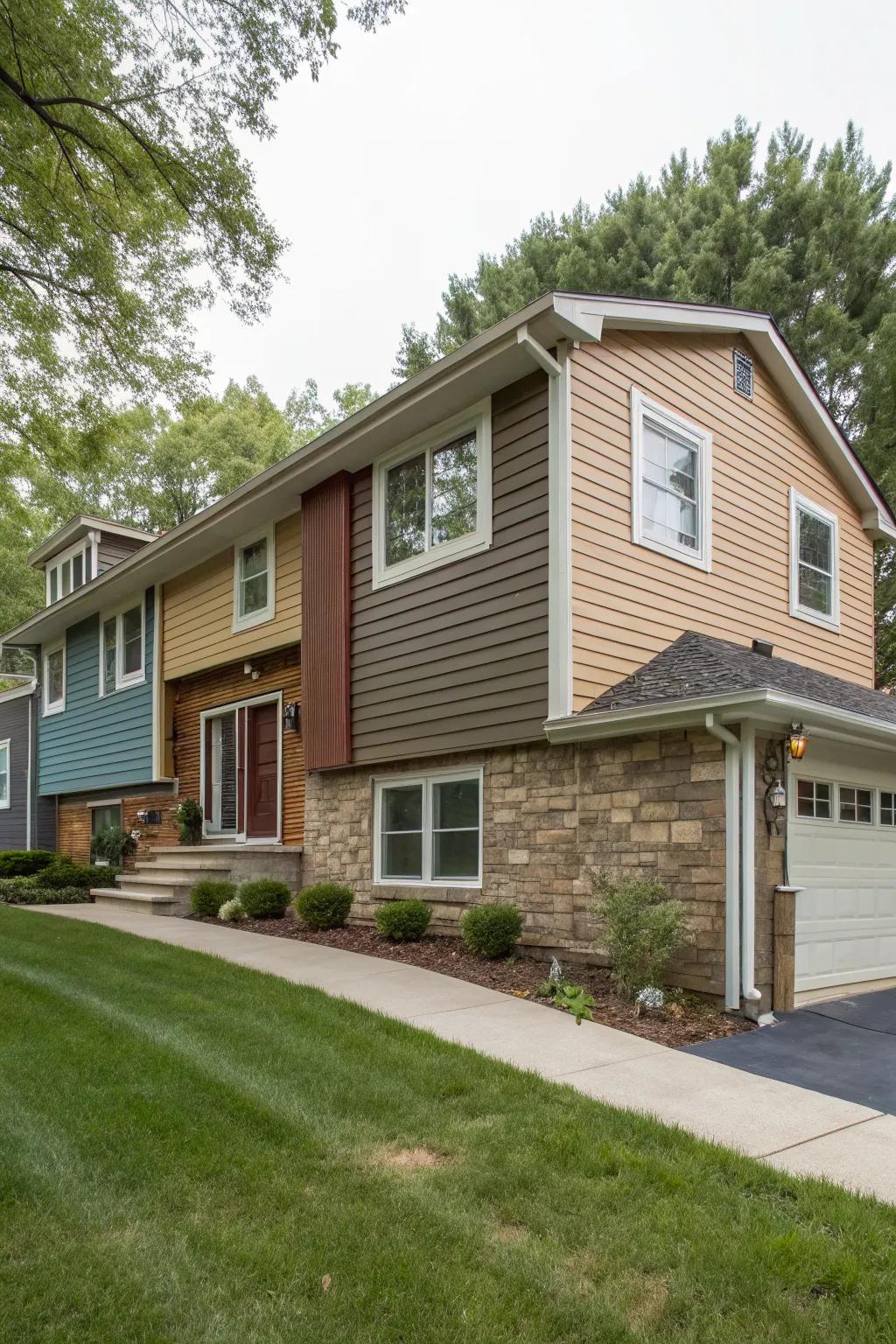 Contrast in materials and colors brings out the architectural beauty of this home.