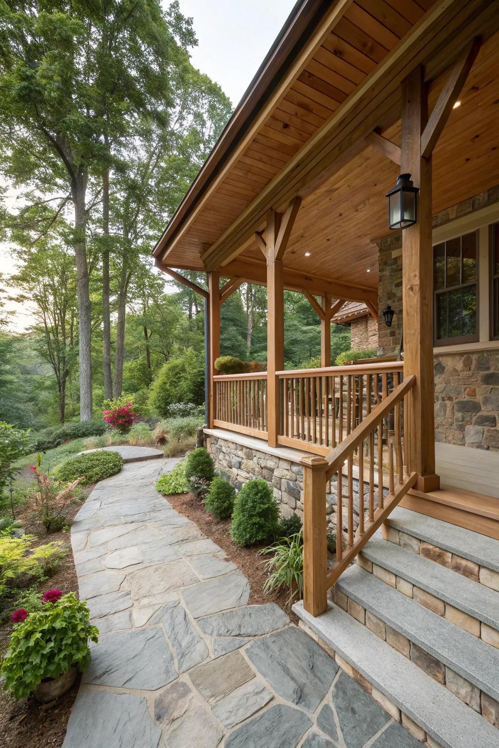 Natural materials seamlessly integrate your porch with the outdoors.