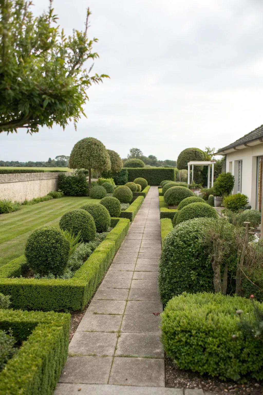 Neatly trimmed shrubs for a touch of elegance.