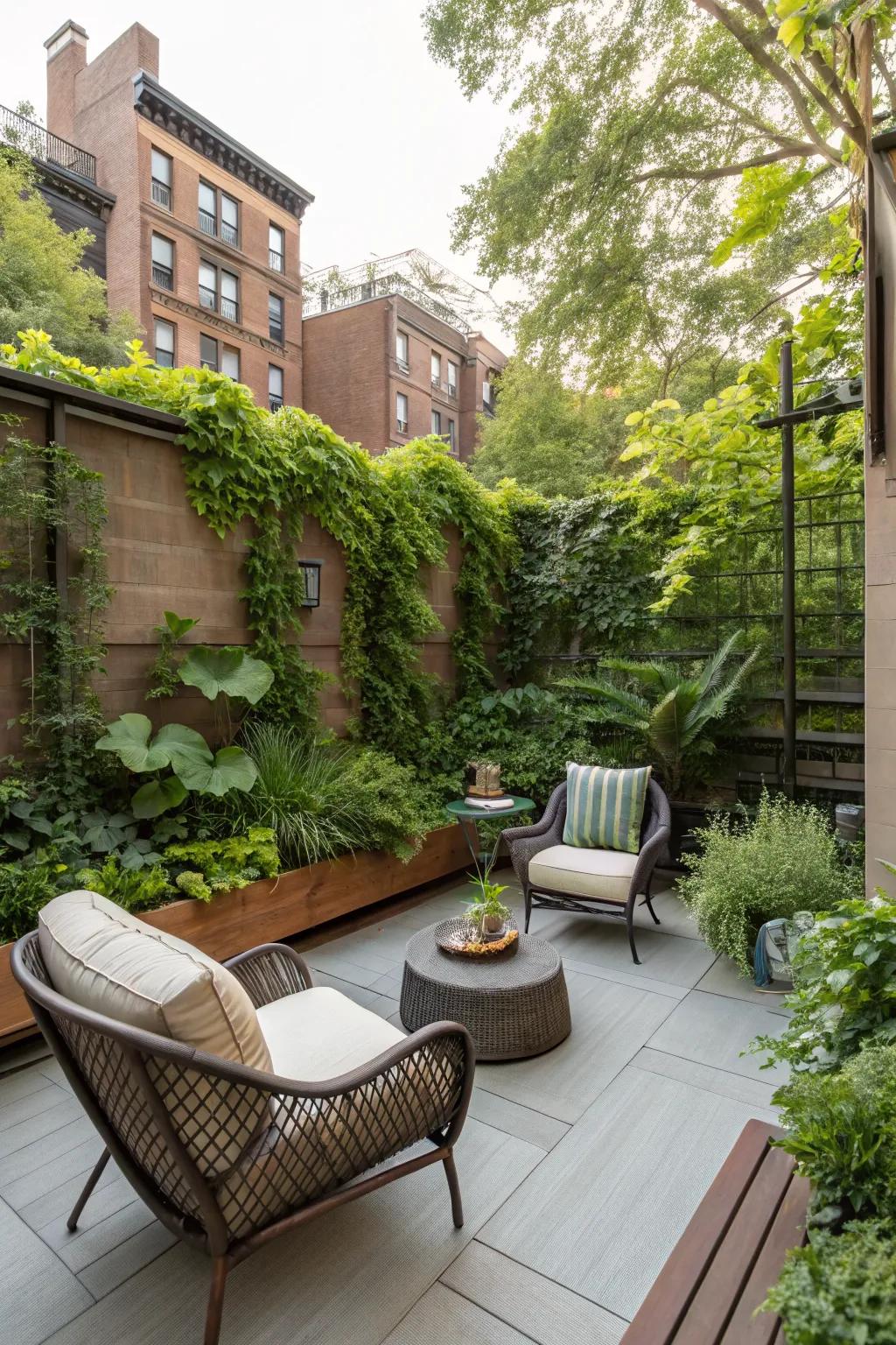 A cozy seating area turns your terrace into a relaxing retreat.