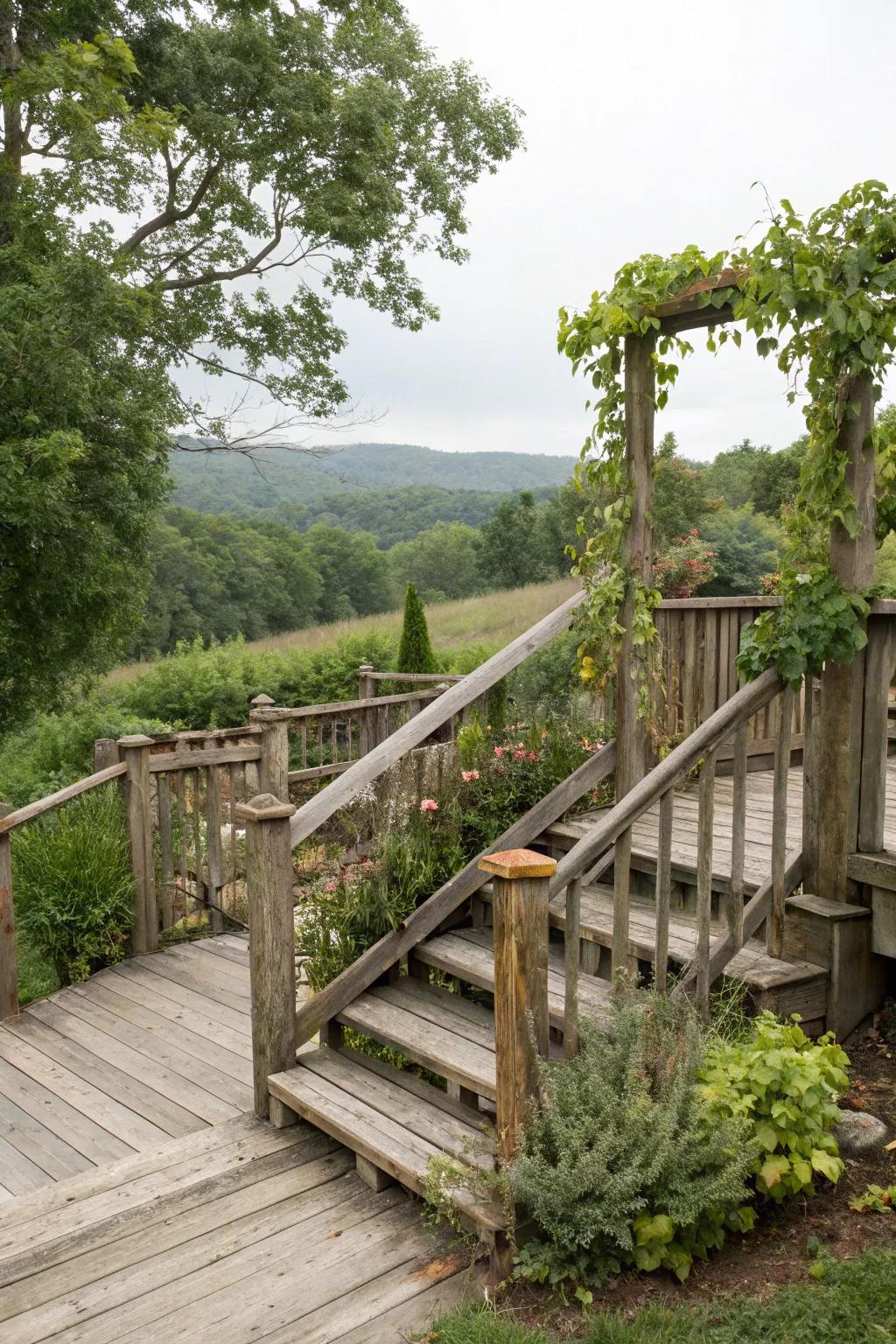 Natural wood materials lend a timeless charm to any deck.