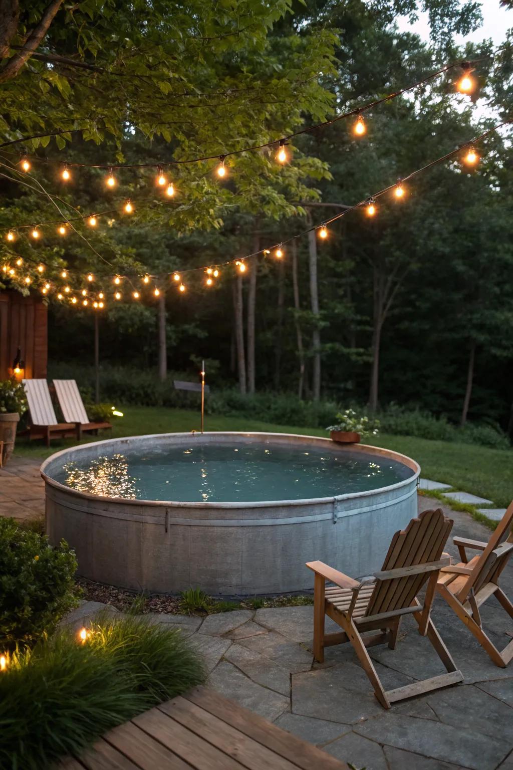 Set the mood with ambient string lights around your deck.