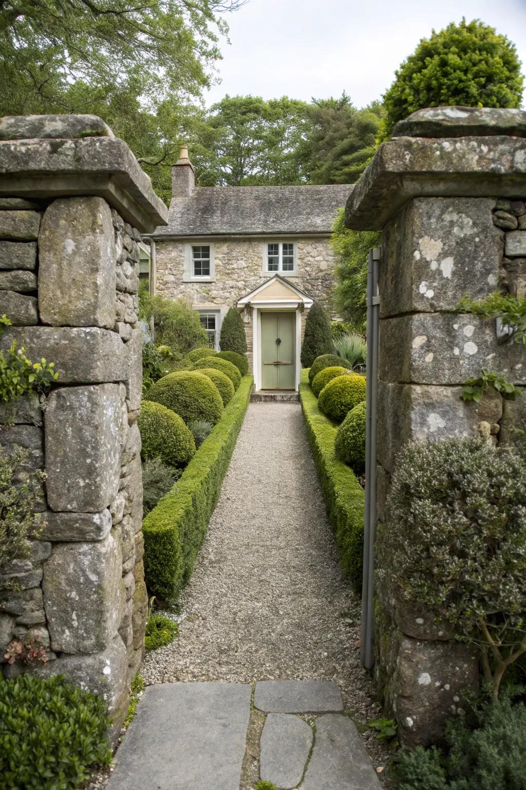 A stone-framed pathway invites guests to explore further.