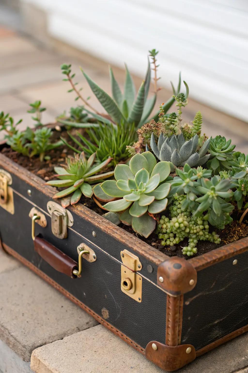 Upcycle a suitcase into a unique succulent planter
