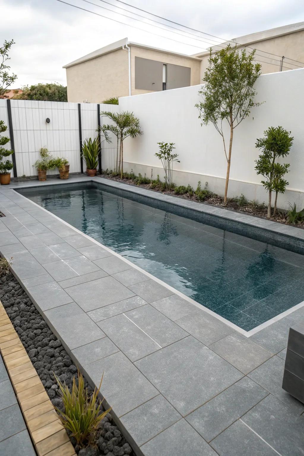 Grey hues add a touch of modern elegance to your pool.