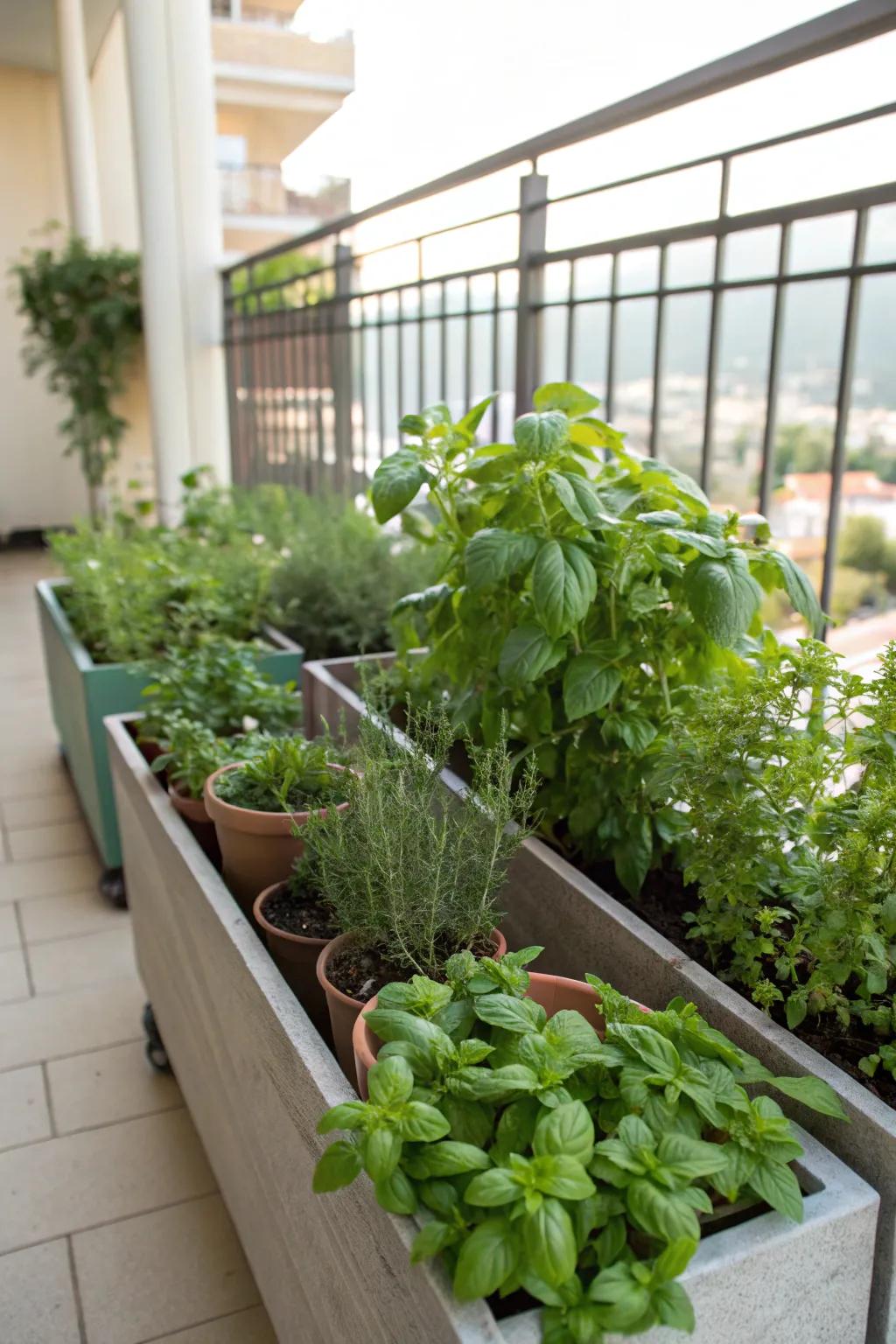 Easy access to fresh herbs with trendy planter boxes.