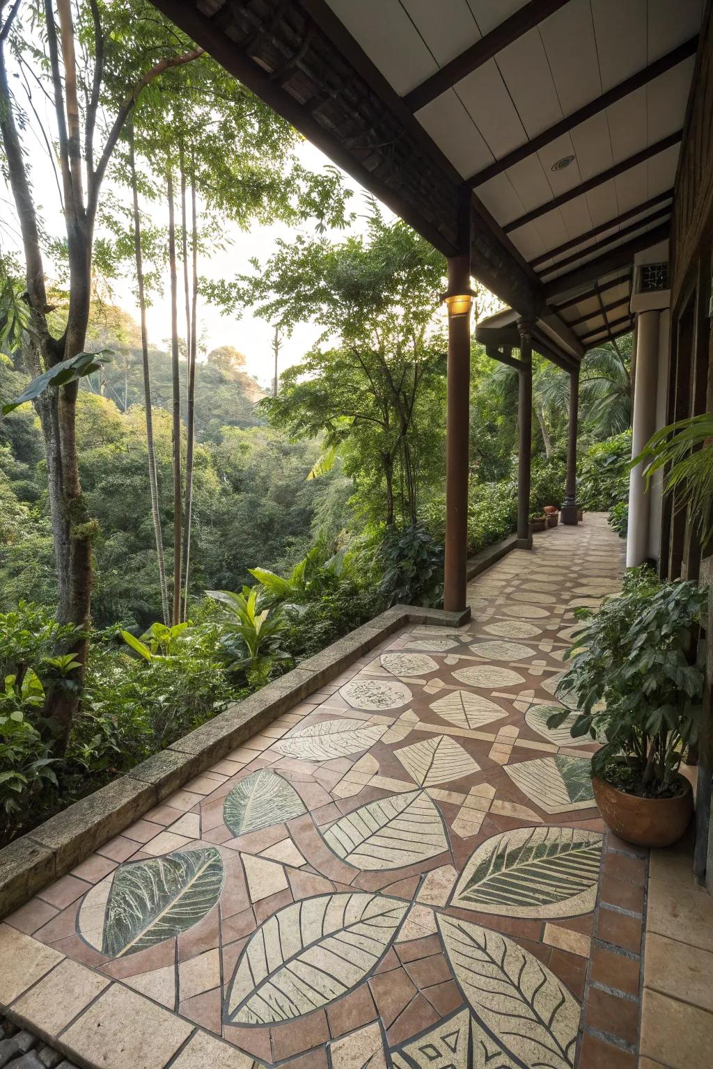 Blend your terrace with nature using tiles that mimic natural materials.