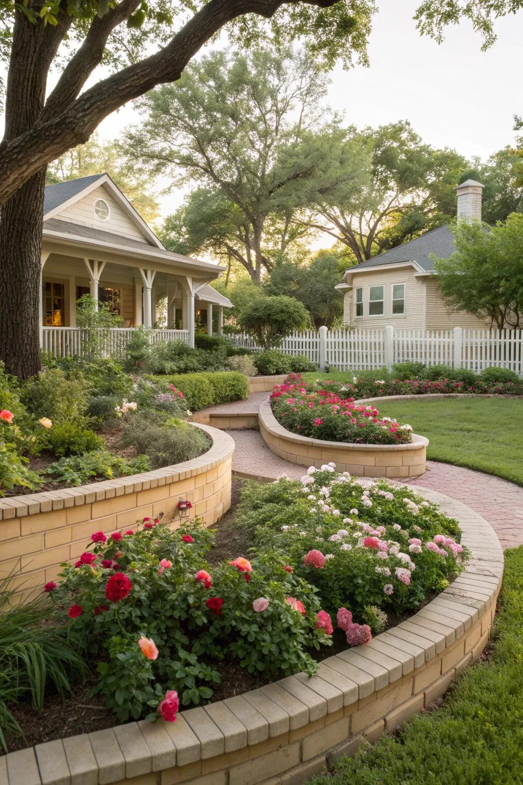 Curved borders enhance the natural beauty of this Texas garden.