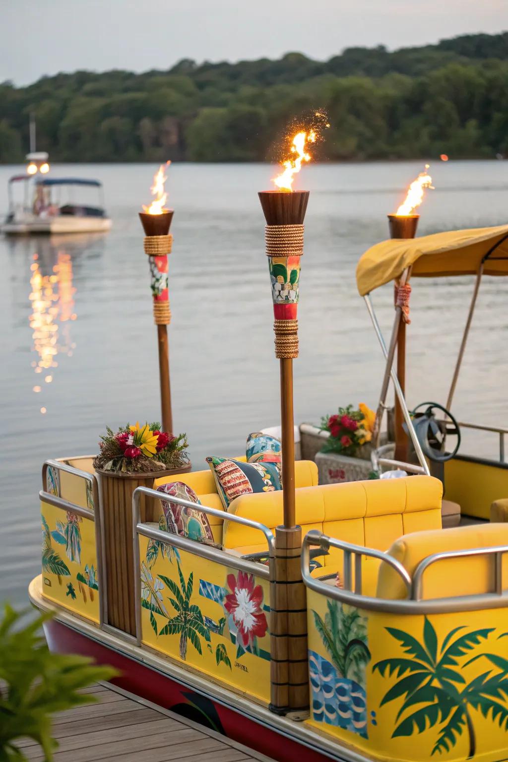 Decorate with tiki torches and Hawaiian motifs for a festive feel.